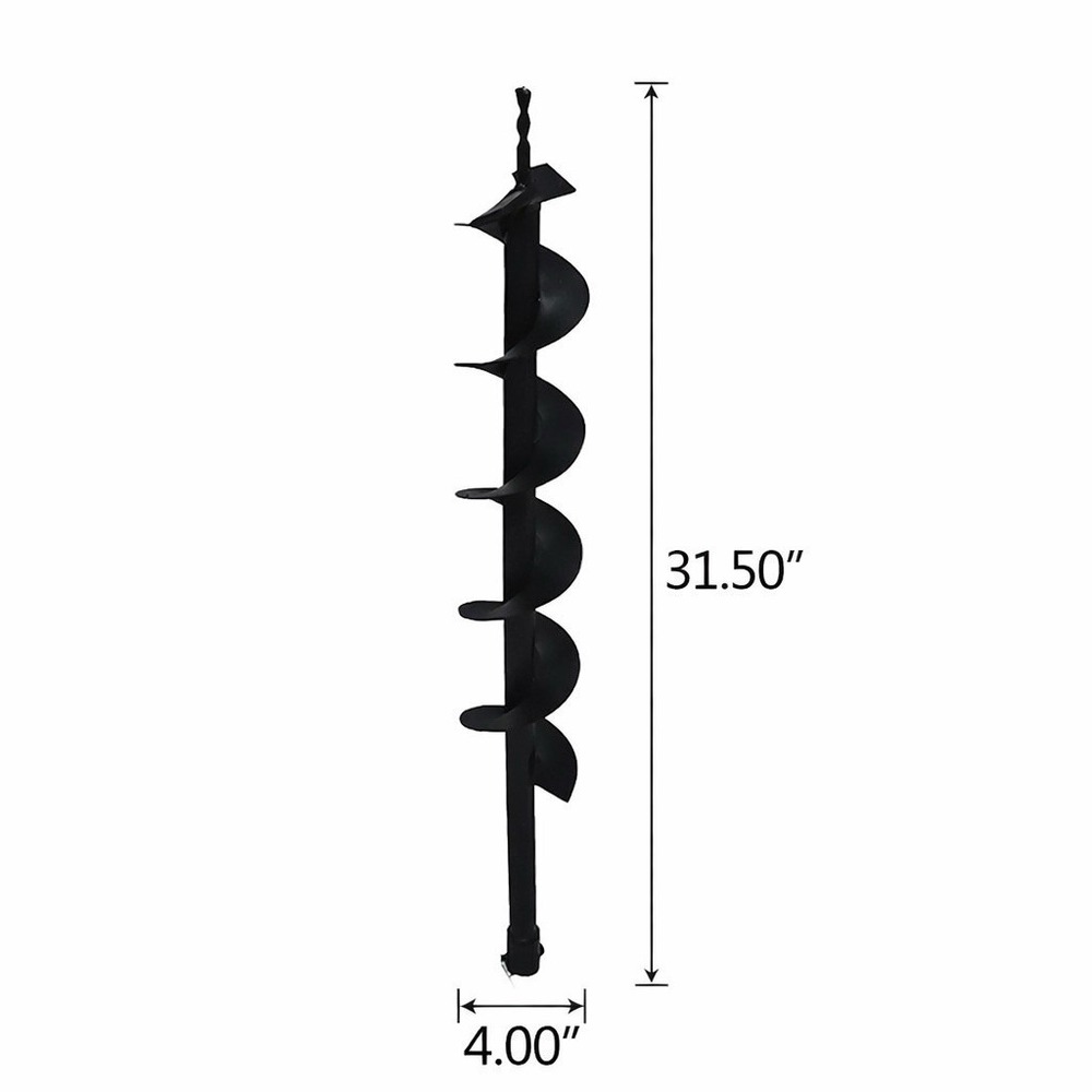 Garden Earth Auger Drill Bit 4 x 32 Inch Post Hole Digger 3/8" Hex Drive Black